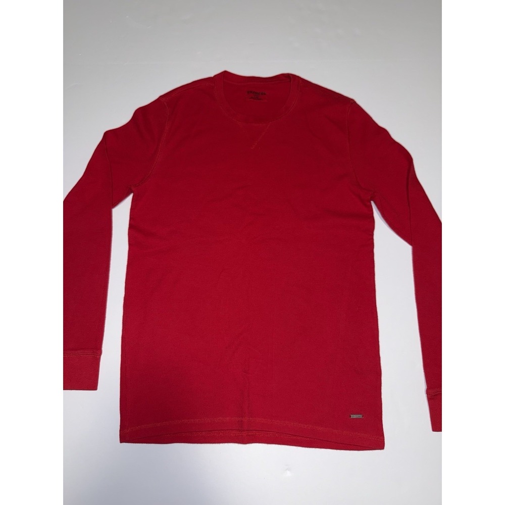 Express Men Large Red Sweater Waffle Knit Preppy Long Sleeve Cotton Blend Soft